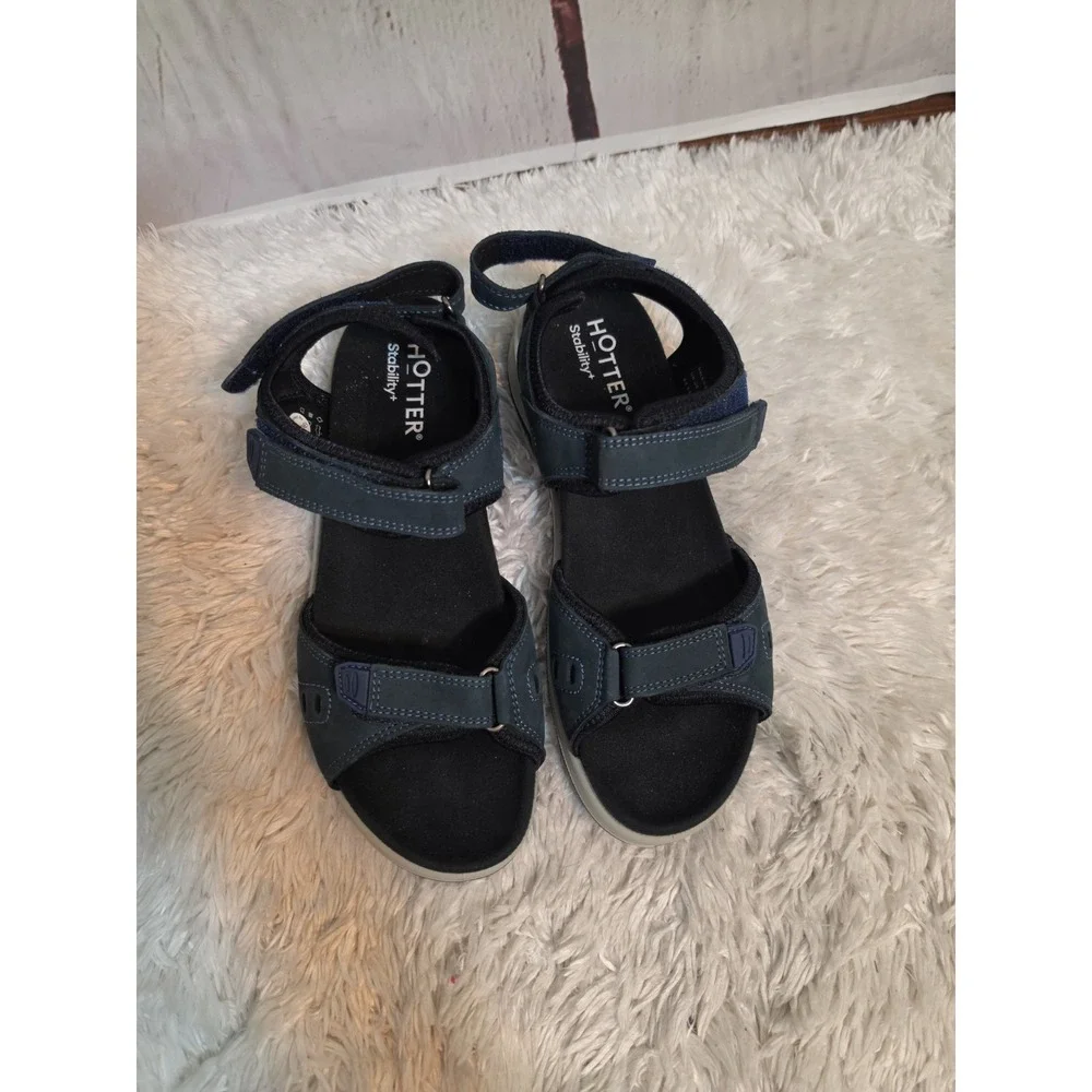 Hotter Stability Strappy Sandals Strap back Blue Women's Size 8.5